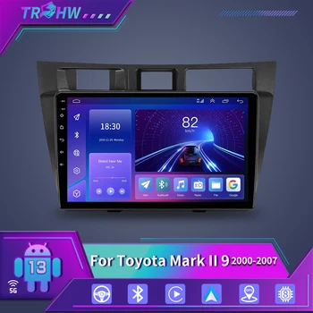 За Toyota Mark II 9x100 2000-2007 Авто Радио Мултимедиен Плейър GPS Навигация Android 13 2Din 8G + 128 GB