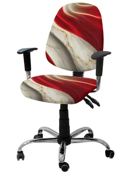 Структурата на мрамор, Червен Еластичен калъф за компютърно столове, Подвижна чанта за офис столове, калъфи за седалки за хол