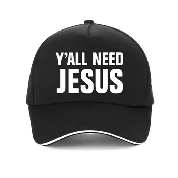На всички ви е нужна бейзболна шапка с писмото принтом на Исус За мъже и жени, 100% Памук, Забавни хип-хоп шапка, Модни Регулируеми шапки възстановяване на предишното положение
