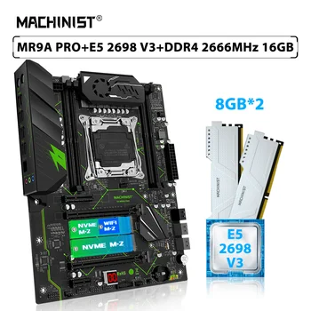 MACHINIST X99 MR9A PRO Комплект дънната платка LGA 2011-3 Комплект процесора Xeon E5 2698 V3 CPU 16GB = 2pcs * 8GB 2666MHz DDR4 Memory RAM Combo