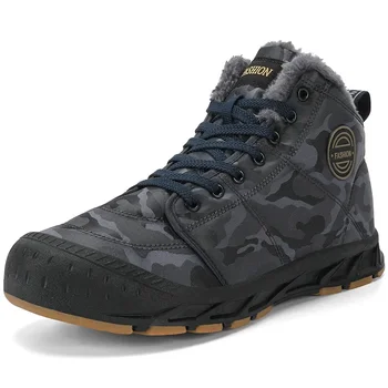 Топли плюшени ботильоны Мъжки Зимни 2023, военни мъжки тактически обувки, Улични туристически обувки на платформа за мъже, Камуфляжная ловни обувки