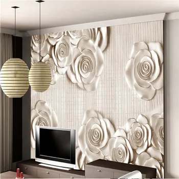 beibehang Custom photo papel de parede 3D стереоскопическая бяла роза минималистичная дневна спалня телевизор Модерна Европа, 3d тапети