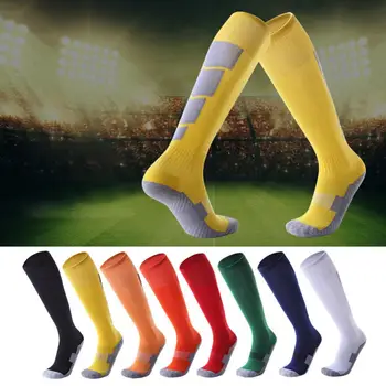 Възрастни дишащи футболни Футболни спортни тренировки Мъжки спортни чорапи с висока шнорхел Удобен сгъсти материал Мек прост Модерен