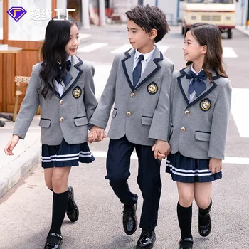 Училищни униформи от началните и средни училища, есенна форма на детския клас, малки костюми в английски стил, форма за детска градина