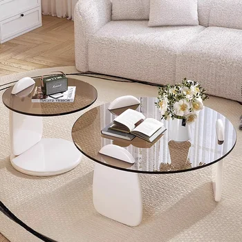 Холни маси от кръгла стъкло, луксозни холни маси за дневната, модерен дизайн, Минималистичная Уникална спомагателен мебел за салон Mesa