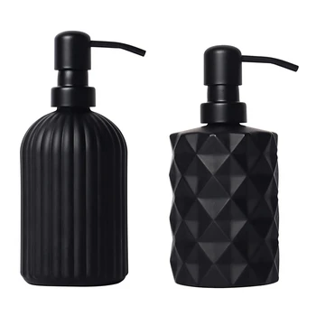 2 Бр Матиран черен опаковка за сапун 13,5 грама / 11 грама Стъклена набор от дозаторов за сапун за ръце за баня и кухня, опаковка за сапун