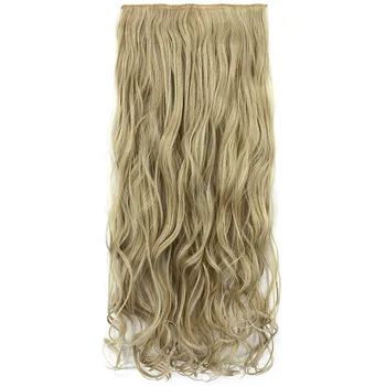 Едно парче скоба за удължаване на косата с дължина 24 инча, директен перука на цялата глава за жени, синтетичен натурален кафяв външен перука за коса
