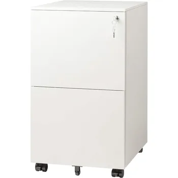 Произведено метален шкаф шкаф DEVAISE с 2 чекмеджета и ключалка, търговска вертикален шкаф бял цвят