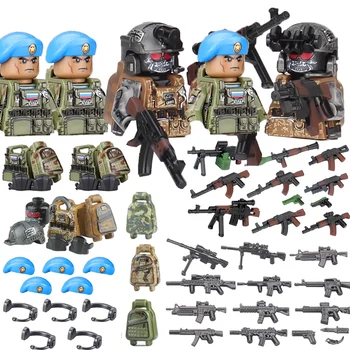 Военни Фигури на MOC Руската въздушнодесантна дивизия 76 гвардейци Войници на специалните сили на сащ AK Оръжие Момче градивните елементи на Играчки за деца