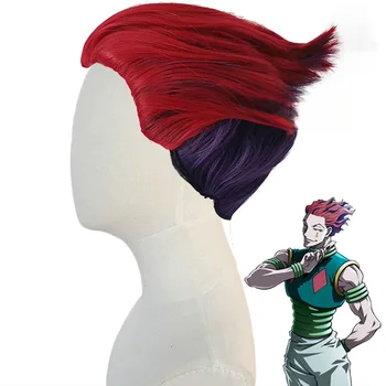 Аниме Cos Хънтър Хисока Cosplay Перука Червен Черен Термоустойчиви Синтетични изкуствена коса на Хелоуин Къса коса за мъжете Възрастни