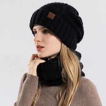 Дамски вязаная капачка, зимни ветрозащитная топла шапка за колоездене, Зимни шапки, топла зимна однотонная вязаная капачка, топла шапка за цялото лице.