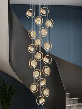 Модерно стълбище полилей Осветление в помещенията Таванна полилей, висящ лампа за дневна Таванско помещение е Кръгла Акрилна полилей