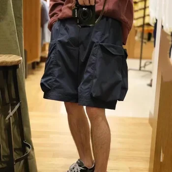 Мъжки спортни къси панталони от найлон BEAMS, японски летни улични шорти с голям джоб и еластична гумена лента за кръста, плажни панталони