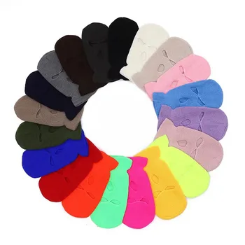 Зимна шапка Baotou за защита на лицето и ушите, мъжки топли и ветроупорен пуловери за шофиране, обикновена възли вълнени шапки на Едро
