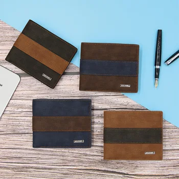 Нов модерен мъжки портфейл от изкуствена кожа с джоб за монети, мъжки портфейл, държач за кредитни карти, мъжки портфейл за пари, калъф за карти, сгъваем портфейл
