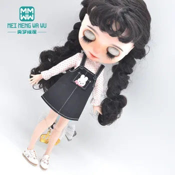 Дрехи за кукли е подходящ Blyth Azone OB23 OB24, аксесоари за кукли, модни пола на подтяжках със заек, бял, черен, розов
