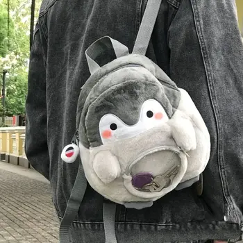 Скъпа дамска чанта с плюшен пингвин JK Sweet Lolita Backpack Kawaii Cartoon Penguin Кукла Ежедневни Мека детска, училищна чанта