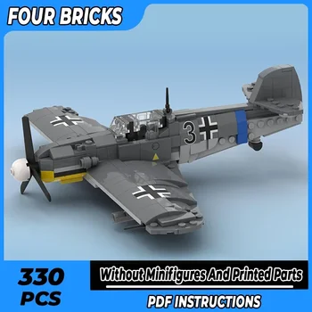 Строителни тухли Moc Модел на военен самолет WW2 Bf109 G-6 Технология изтребител Модулни блокове Подарък-Коледни играчки за Сглобяване на комплекта 