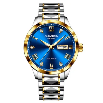 Мъжки автоматичен часовник GUANQIN, механични часовници, водонепроницаемое сапфирен кристал, японски механизъм, вольфрамовая стомана, бизнес мъжки часовник