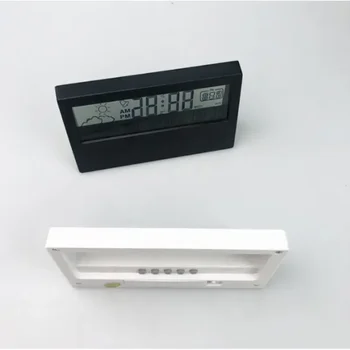 Часовници Температурата на Батерията на LCD Бели Часовници Дигитален Календар Електрическа Алармена система С контрол на Влажност Офис Къща Модерен Прозрачен
