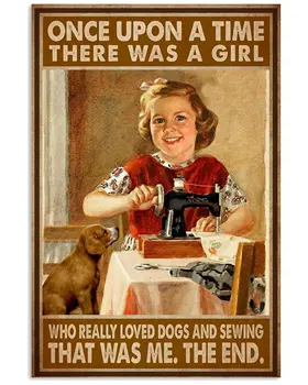 Метална табела Мина-беше едно момиче, което наистина искаше да стане фризьор И обичаше кучета Забавно реколта алуминиева табела в стил ретро, за къща