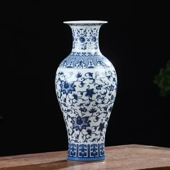 Цзиндэчжэньский порцелан, старинни бяло-синя порцеланова ваза украса на хола договореност Китайската голяма декоративна ха