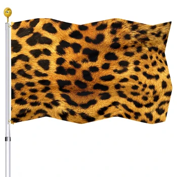 Кафяви Леопардовый флаг, обсъждане и приемане на проекта на дизайн, Празнични знамена за вътрешен и външен декор за дома, Знамена с двойна фърмуер, банери с медни втулками