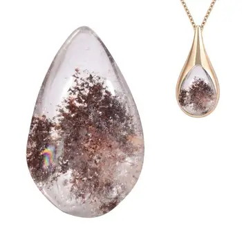 Призрак от естествен камък, Фантомно кварцов Кристал, модел бижу, Медальон от лечебни камък е добър подарък за събиране на камъни Дължина 152 см