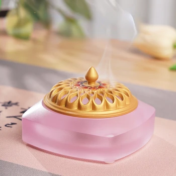 Стъклена кадилница конфетного цветове в китайски стил, Кадилница за домашна чаена церемония, оборудване запечатване табела за тамян, Кадилница за домашен декор