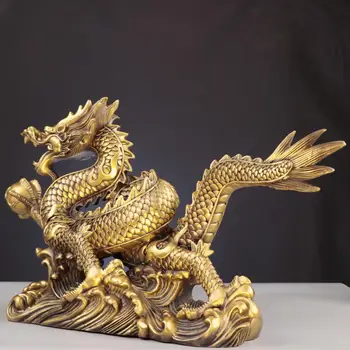 Статуя на дракон Фън шуй Статуя на Зодиака Медни предмети с колекционерска стойност Статуетка на китайски Дракон Украса за офиса Домашен интериор на Автомобила в закрито