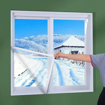 Филм за затопляне на прозорци, зимни ветрозащитная Топло Самозалепващи филм за спестяване на енергия, кристално чисто меко стъкло, свиване филм