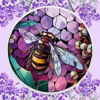 Цветна Пчела Европейската Реколта на Акрилна Окачване Цветен Прозорец, Врата, Стена, Спалня, Окачен Декор за дома на открито, Креативен Подарък Орнамент
