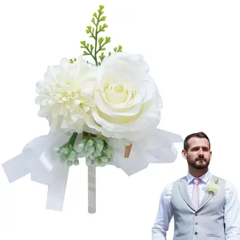 Сватбена Boutonniere, роза, букетик, цвете, на младоженеца, кума, изкуствени цветя, Годишнина от сватбената церемония, официална вечеря