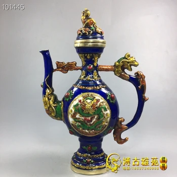 Античен бронз гърне, Античен кана за вода от чиста мед, Кана за чай, Перегородчатый винарска гърне, направени в период Qianlong