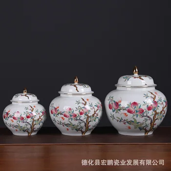 Кутия за чай Nine Peaches Antique Generals Филтъра за овлажняване на чай пу-ерх Битова керамика Shouwu Големи метални кутии Подарък за дома