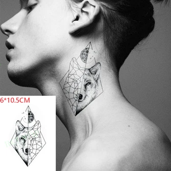 Водоустойчив временна татуировка-стикер Wolf planet с форма на диамант, готина секси вълни-татуировка в стил боди-арт, фалшива татуировка за жени и мъже