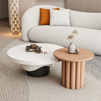 Холни маси от масивно дърво в скандинавски стил за дневната, модерен минималистичен луксозна кръгла маса, Креативен дизайнерски приставной масичка за кафе, мебели за дома