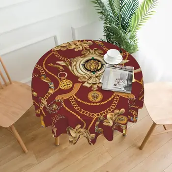 Дизайн с кръгла покривка от златна верига, Винтажное Покритие маса, Покривки за домашно парти, Декорация на масата в трапезарията