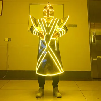 Нов костюм робот с led осветление, светещи в тъмното сако от костюм за бар, нощен клуб, парти, костюм за изяви, за да проверите за концерта на Хелоуин