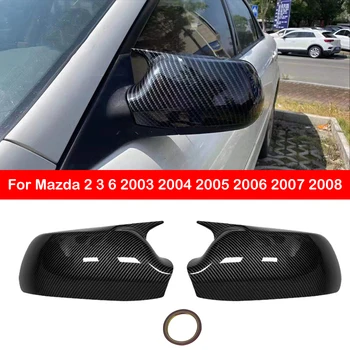 За Mazda 2 3 6 2003 2004 2005 2006 2007 2008 Покриване на Страничните Огледала за обратно виждане на Кутията Крило Външна Врата Покритие на Корпуса за Обратно виждане, изработени От Въглеродни Влакна