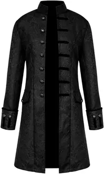 Мъжки палто в готически стил steampunk, ретро средновековна викторианска костюм, фрак