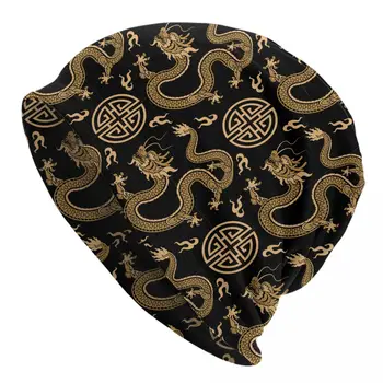 Шапки-абсорбатори Китай Китайски Дракон Рязко на Мъжки и женски черни Златни шапки Skullies Beanies Caps