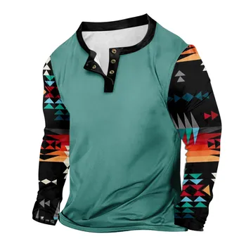 Мъжки градинска Реколта тениска с V-образно деколте и копчета, С дълъг ръкав, с Модерна Спортна тениска, Hoody с цип, естетически блузи 2024