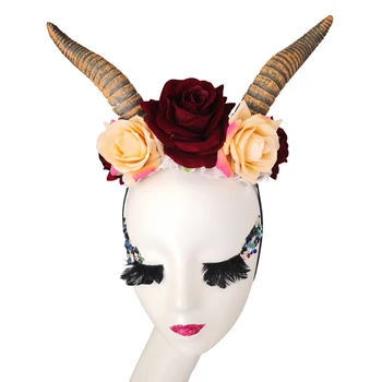 Превръзка на главата с Рога на дявола за животни, шапки за cosplay за момичета и момчета, подарък за Хелоуин, Ден на Раждане, Розови Аксесоари за коса в готически стил