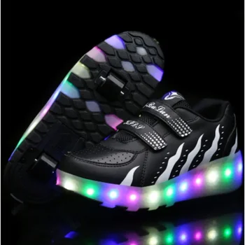 2024 Ролкови Кънки USB Зареждане на Детски Гуменки За Момчета И Момичета Подарък Led Обувки С 2 Колела Трансформируемая Спортна Летяща Обувки Flash U