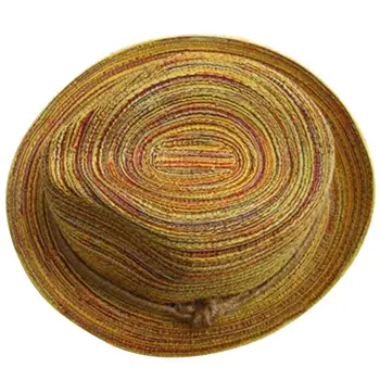 Солнцезащитная шапка, Сгъваема Дамска сламена шапка, Летни Сламени шапки в бохемски стил, шарени плетени въжета, Плажна шапка солнцезащитная