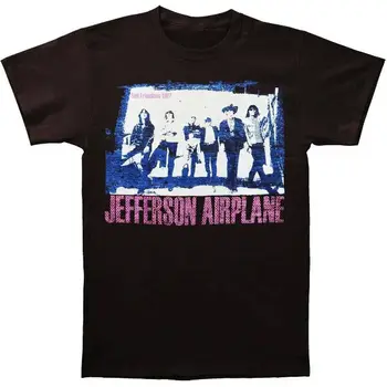 Jefferson Airplane Chorus Line, черна тениска унисекс от плътен памук NH7156 с дълъг ръкав