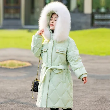 Нови зимни модни детски якета X-Long, връхни дрехи за момичета, палта, анораци от 85% патешко пух, размер 120-160 см