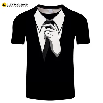 Смокинг, Костюм с вратовръзка в Ретро стил, тениски с 3D принтом, носи Вратовръзка, Риза С Модел, Мъжки Дамска Мода, Всекидневни Къс Ръкав, Забавен Фалшив Костюм, Риза
