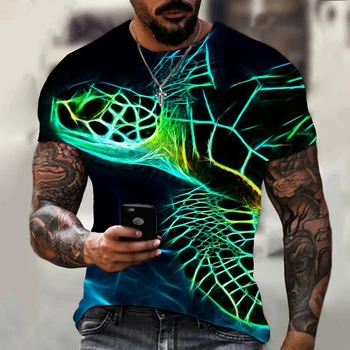 Мъжка лятна риза с къс ръкав и фрактальным принтом костенурки, тениска с костенурка в гората, тениска със забавна принтом за любителите на океана